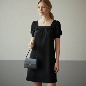 Vince Retro Square Neck Puff Sleeve Sheath Dress